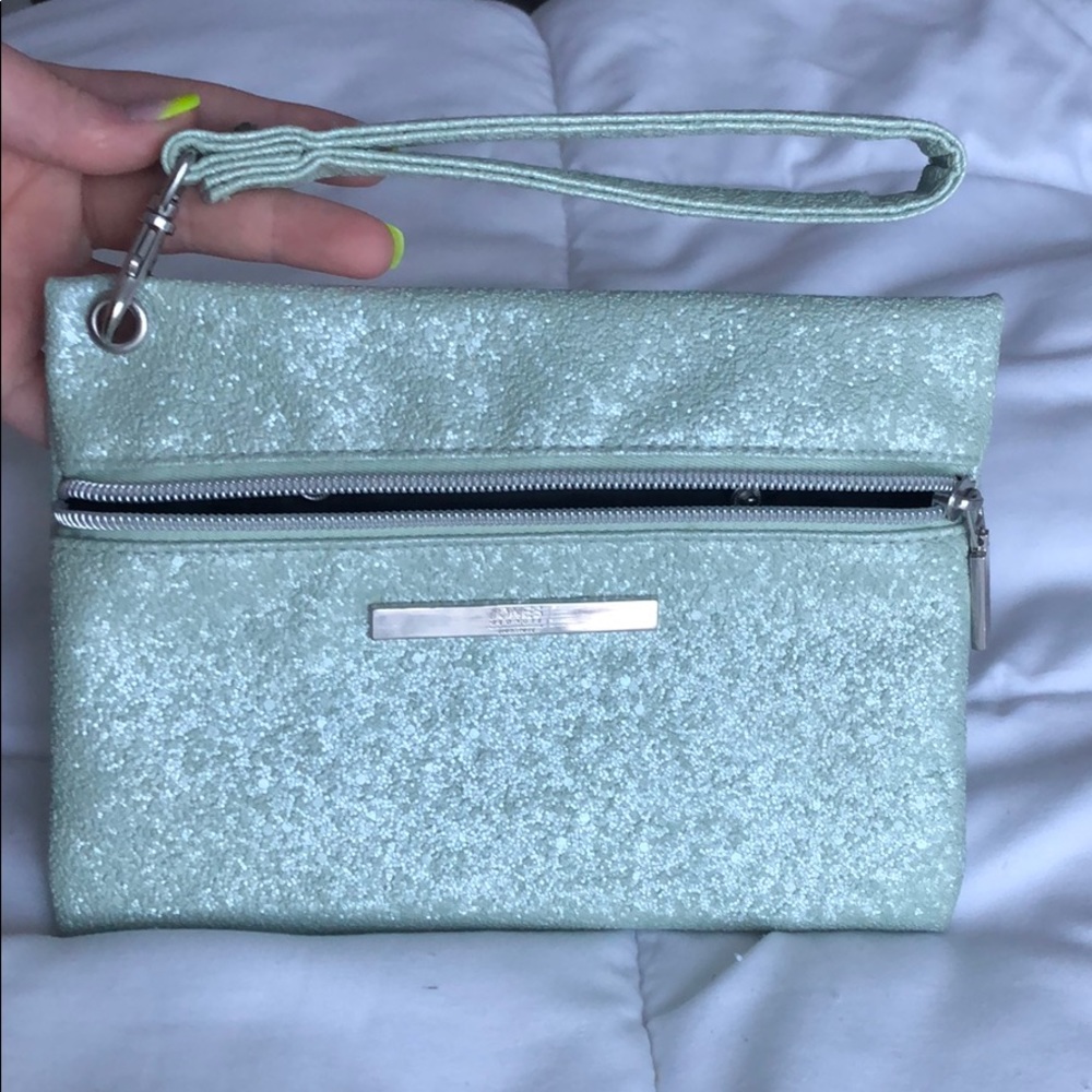 JONES New York signature lime green wristlet